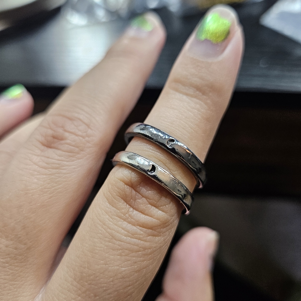 Matching Adjustable Moon Rings